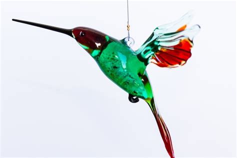 Handmade Hanging Glass Hummingbird Figurine Great For