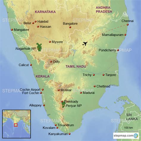 Kerala And Tamil Nadu Map