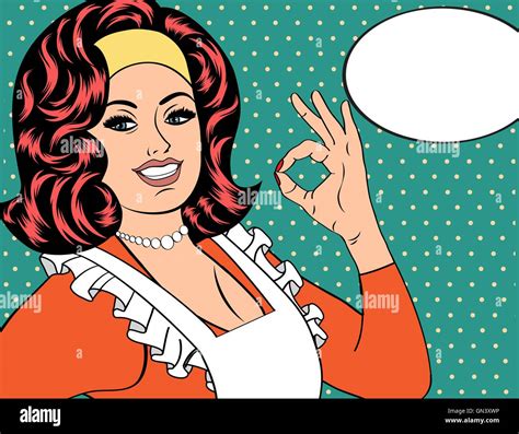 Pop Art Cute Retro Woman In Comics Style With Ok Sign Stock Vector
