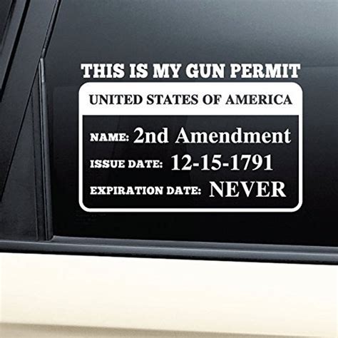 Nashville Decals 2nd Amendment Gun Permit Vinyl Decal