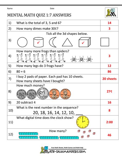 Free calculus worksheets to download. First Grade Mental Math Worksheets