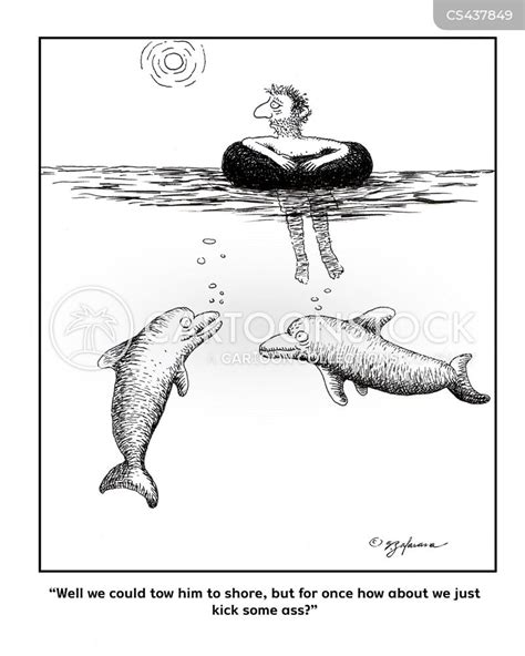 Swimming With Dolphins Cartoons And Comics Funny Pictures From Cartoonstock
