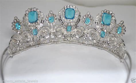 blue topaz tiara gorgeous 25 50ctw hi si round diamond blue topaz wedding tiara ebay blue