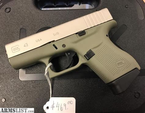 Armslist For Sale Glock 43 9mm Brushed Stainless Slide Od Green Frame