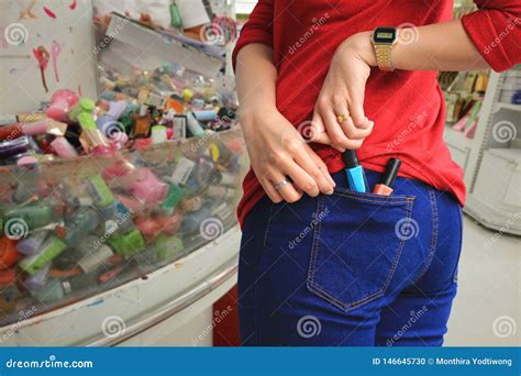 Woman Trying To Steal Items In A Department Store Pathological Stealing Kleptomania Stock