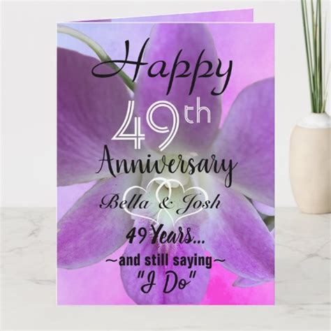 Orchid Flower Happy 49th Anniversary Card
