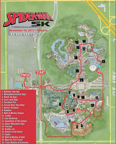 Rundisney Spider Man 5k Map Disneyland City Backdrop Map Projects