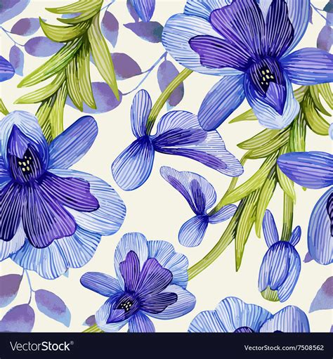 Watercolor Flowers Seamless Pattern Royalty Free Vector