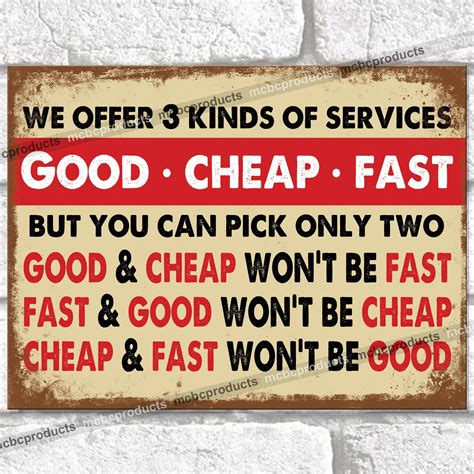 Metal Signs Good Cheap Fast Funny Retro Plaque Vintage Etsy