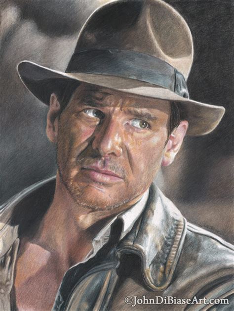 Harrison Ford As Indiana Jones In The Last Crusade Colored Pencil