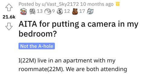 Guy Asks If Hes Wrong For Putting A Camera In His Room Because Of His