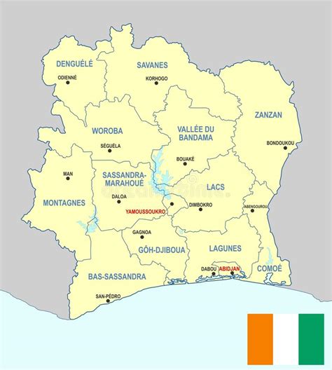 Detailed large political map of ivory coast showing names of capital cities, towns, states, provinces and boundaries of neighbouring. Ivory Coast Map - Cdr Format Stock Vector - Illustration ...