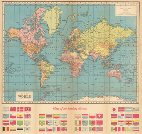 Digital World Map Poster Antique Digital World Map Printable Etsy