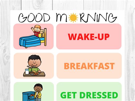 Morning Routine Chart For Kids And Toddlers Printable Morning Etsy