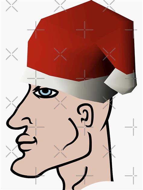 Chad Meme Wearing Red Osrs Santa Hat Sticker For Sale By Chadwizard