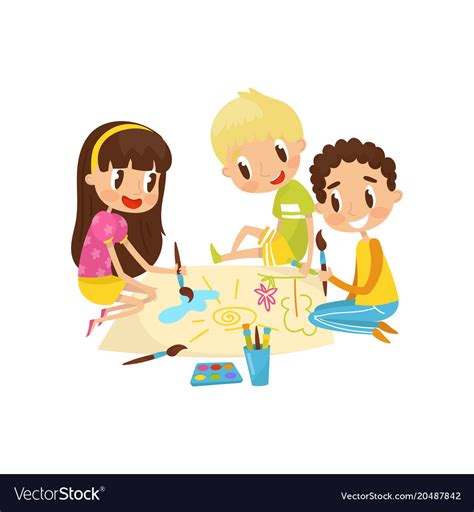 Probably my greatest purchase yet! Little kids sitting on the floor and drawing Vector Image