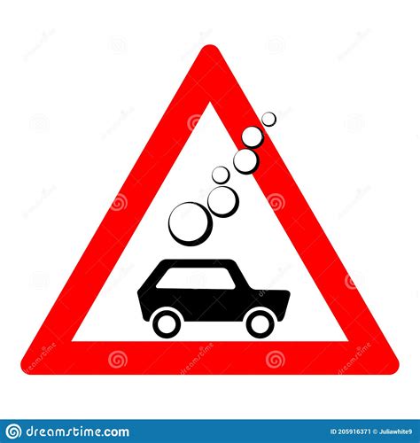 Road Sign Of Rock Slide Rock Fall Warning Sign Red Triangle And
