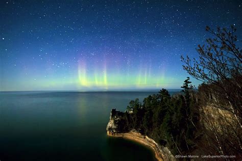 Miners Castle On A Cool Fall Night Northern Lights Michigan Northern
