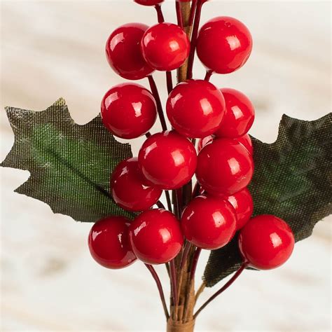 Artificial Holly Red Berry Pick Picks Sprays Florals Craft