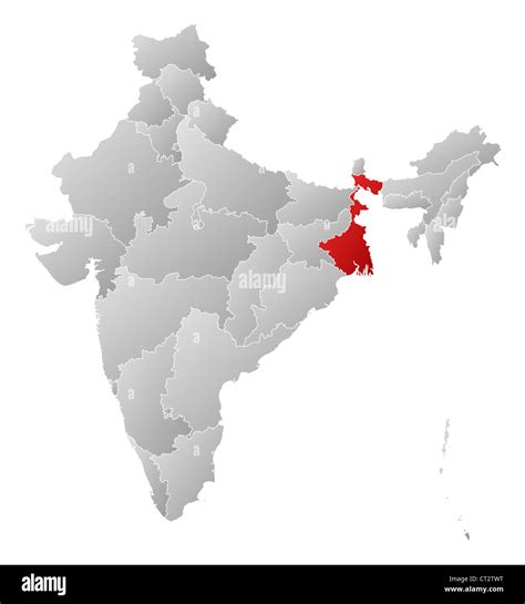 Political Map Of India With The Several States Where West Bengal Is