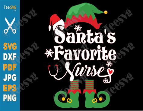 Santas Favorite Nurse Svg Elf Hat Santa Claus Stethoscope Heart
