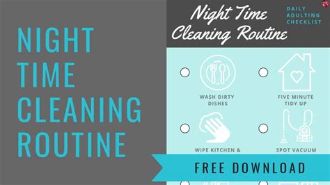 Night Time Cleaning Checklist Free Printable Clutterbug