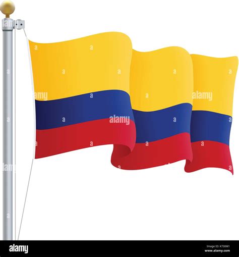 Ondeando La Bandera De Colombia Aislado Sobre Un Fondo Blanco