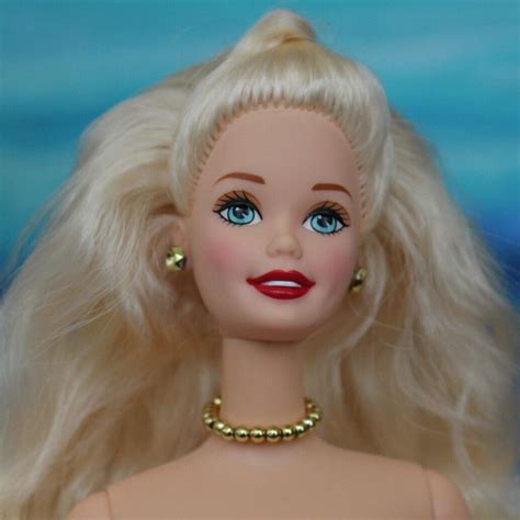 Platinum Blonde Nude Barbie Wavy Halfup Hair Doll Tnt Aqua Blue Eyes
