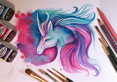 How to draw clouds sky with pencil very easy drawing tips tricks 3. Space Unicorn Color Pencil Drawing By Alvia Alcedo 12
