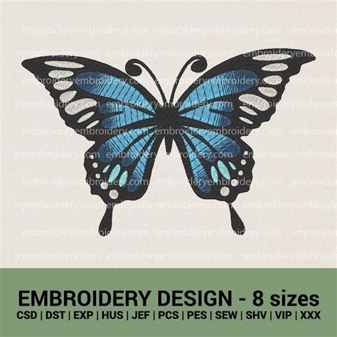Butterfly Machine Embroidery Design With Gradient Effect Instant Download