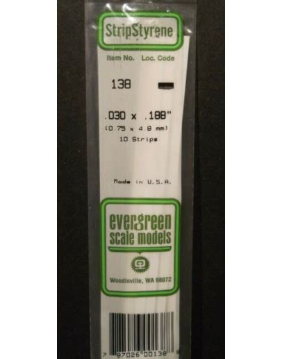 Evergreen Plastic Materials 138 Opaque White Polystyrene Strip 030 X 188 10 Strips Ev138