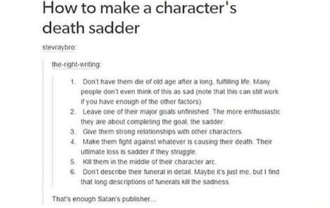 How To Make A Characters Death Sadder Stevraybro The Right Writing 1