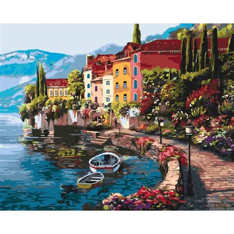 Landscape Paint By Number Kit Adult Lake Painting By Numbers Etsy