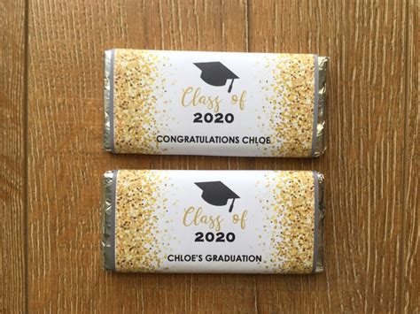 Graduation Chocolate Wrappers Class Of 2020 Personalised Etsy