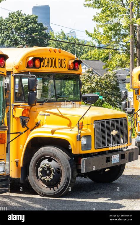 Yellow American School Bus In Seattle Washington Stock Photo Alamy