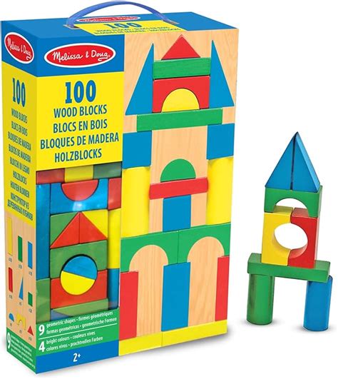 Melissa And Doug Wooden Building Blocks Set Developmental Toy 100