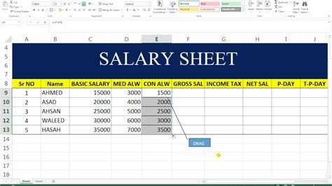 Ms Excel Salary Sheet Formula