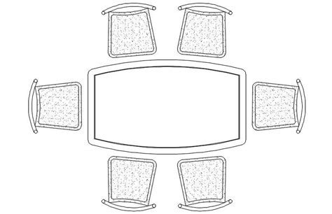 Six Seater Dining Table Design In Autocad 2d Drawing Cad File Dwg
