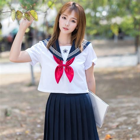 New School Uniforms For Girls Jk Japanese White Sailor Uniform Cosplay School Class Short Sleeve