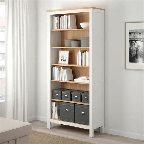 Hemnes Bookcase White Stain Light Brown Ikea Wood Closet Shelves