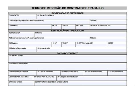 Termo De Rescisao Do Contrato De Trabalho Modelo Doc