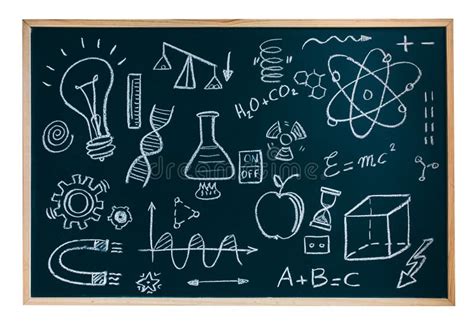 Isolated Blackboard With Drawings And Symbols Stock Image Image Of