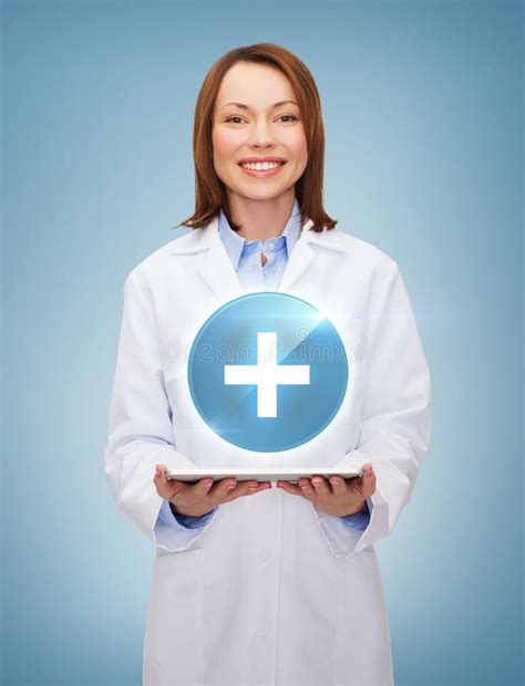 Smiling Female Doctor And Tablet Pc Computer Stock Image Image Of