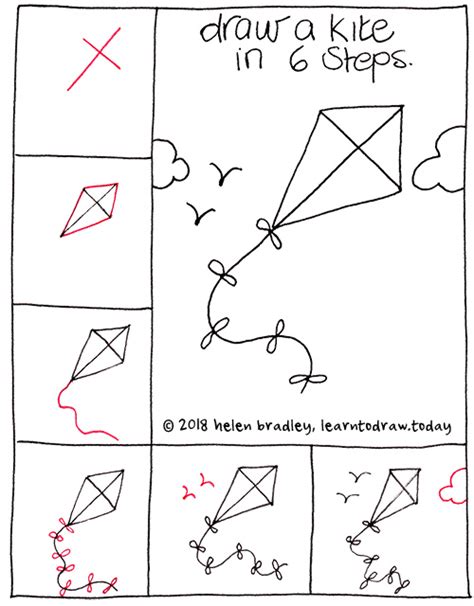 How To Draw A Flying Kite In Six Steps Learn To Draw