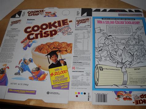 cereal box cookie crisp ralston purina 1989 unused factory etsy uk