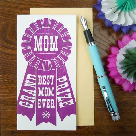 Items Similar To Letterpress Grand Prize Mom Ribbon Card County Fair