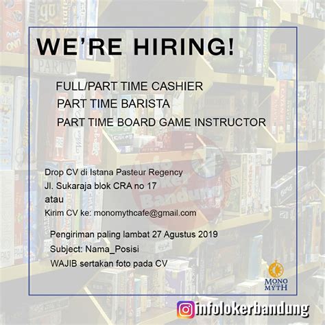 Program ini menyiapkan anda untuk menjadi pemimpin yang handal. Lowongan Kerja Monomyth Cafe Bandung Agustus 2019 - Info Lowongan Kerja Bandung Jawa Barat ...