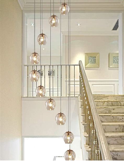 10 Glass Balls Spiral Chandelier Stair Long Chandelier Duplex Building