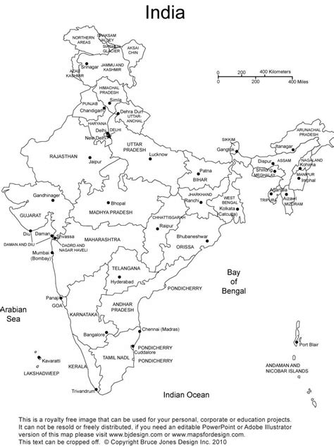 Outline Map Of India With States Marked India Outline Map With States Marked Southern Asia