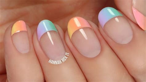 Pastel Gradient French Tip Manicure Nail Tip Designs French Tip
